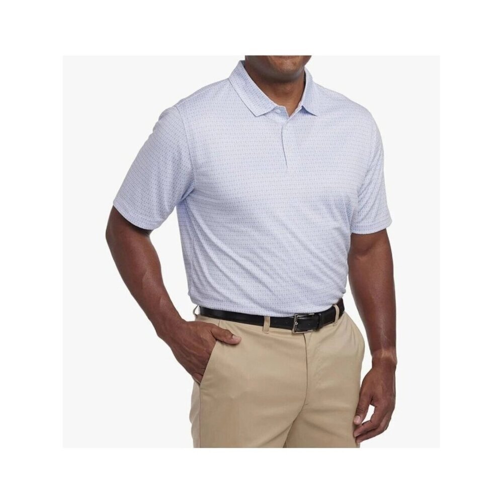 NWT Pebble Beach Men's XL Dry-Luxe Performance Polo Blue Geometric Pattern